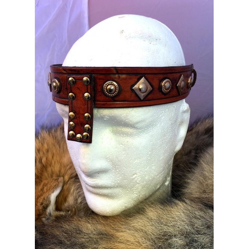 Medieval Barbarian Conan Leather Headband Crown Deluxe 